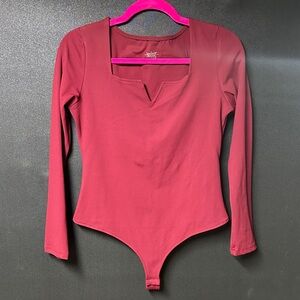 Women's Red Long Sleeve Bodysuit